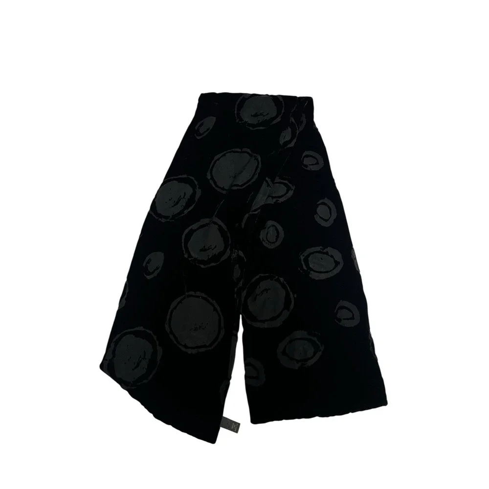 VTG Banana Republic Burnout Velvet Scarf Black‎ 90s Womens Silk Blend Circles
